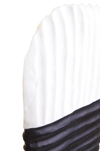 Orsina Fidel Oblong Mango Wood Sculpture – Black and White Carved Art