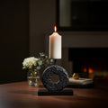 Orsina Small Charred Black Mango Wood Log Candle Holder with Iron Stand