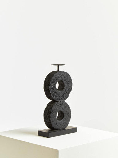 Orsina Fidel Large Mango Wood Log Candle Holder | Charred Black