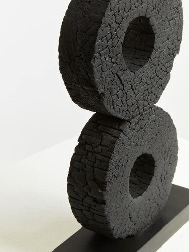 Orsina Fidel Large Mango Wood Log Candle Holder | Charred Black