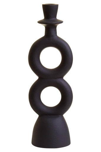 Orsina Hapax Large Matte Black Aluminium Candle Holder – Modern Decor