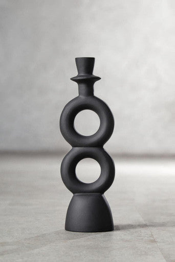 Orsina Hapax Large Matte Black Aluminium Candle Holder – Modern Decor