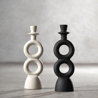 Orsina Hapax Large Matte Black Aluminium Candle Holder – Modern Decor