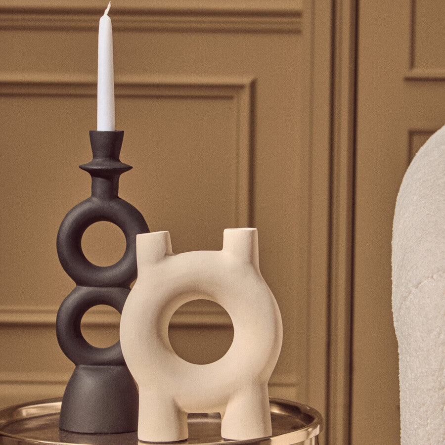 Orsina Hapax Large Matte Black Aluminium Candle Holder – Modern Decor