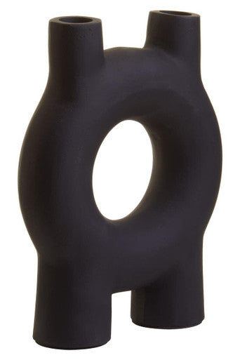 Orsina Matte Black Aluminium Taper Candle Holder – Small Geometric Stand