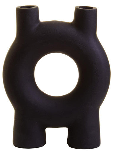 Orsina Matte Black Aluminium Taper Candle Holder – Small Geometric Stand