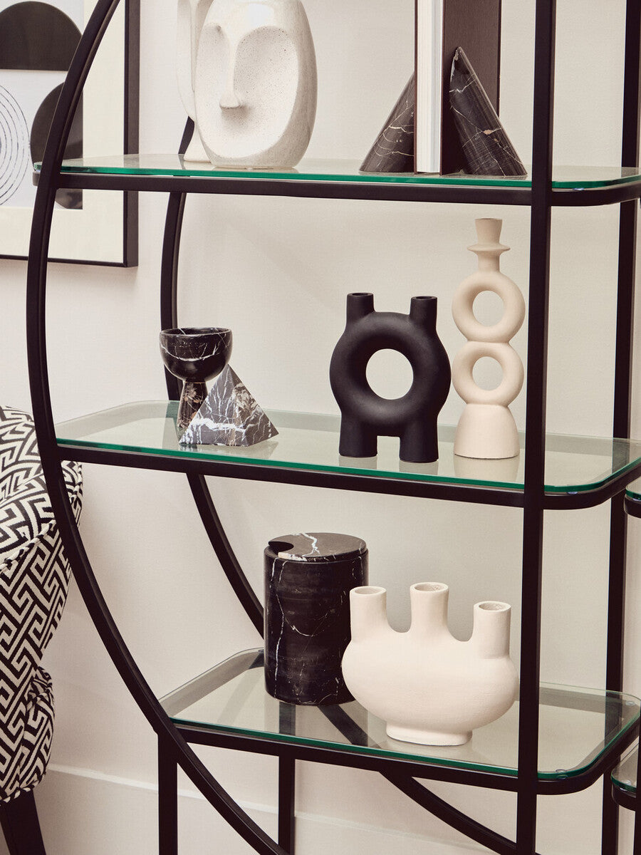 Orsina Matte Black Aluminium Taper Candle Holder – Small Geometric Stand