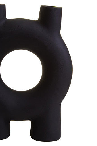 Orsina Matte Black Aluminium Taper Candle Holder – Small Geometric Stand