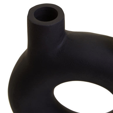Orsina Matte Black Aluminium Taper Candle Holder – Small Geometric Stand