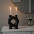 Orsina Matte Black Aluminium Taper Candle Holder – Small Geometric Stand
