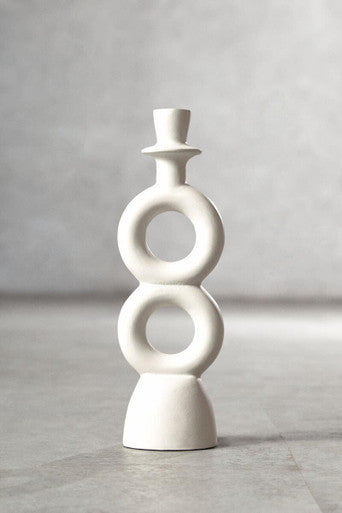 Orsina Hapax Large Cream Candle Holder – Tall Sculptural Aluminium