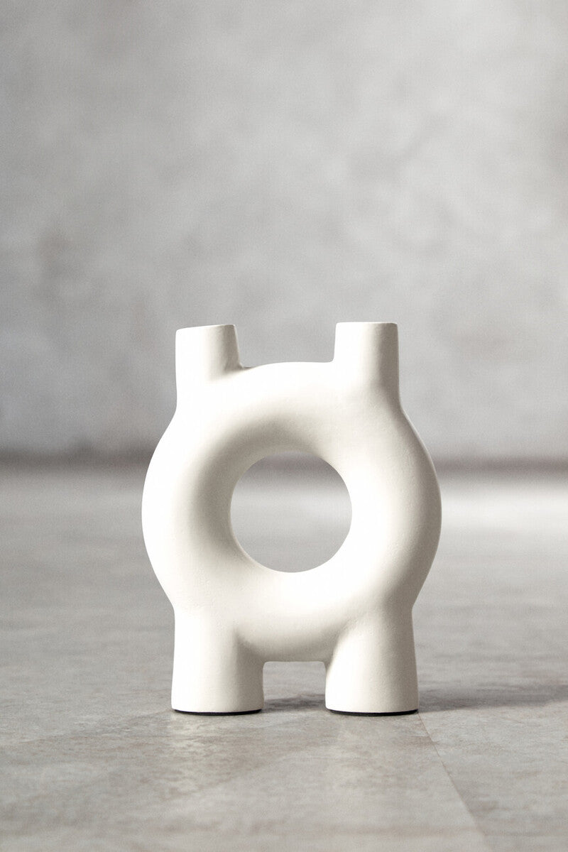 Orsina Hapax Cream Aluminium Taper Candle Holder – Modern Geometric Decor