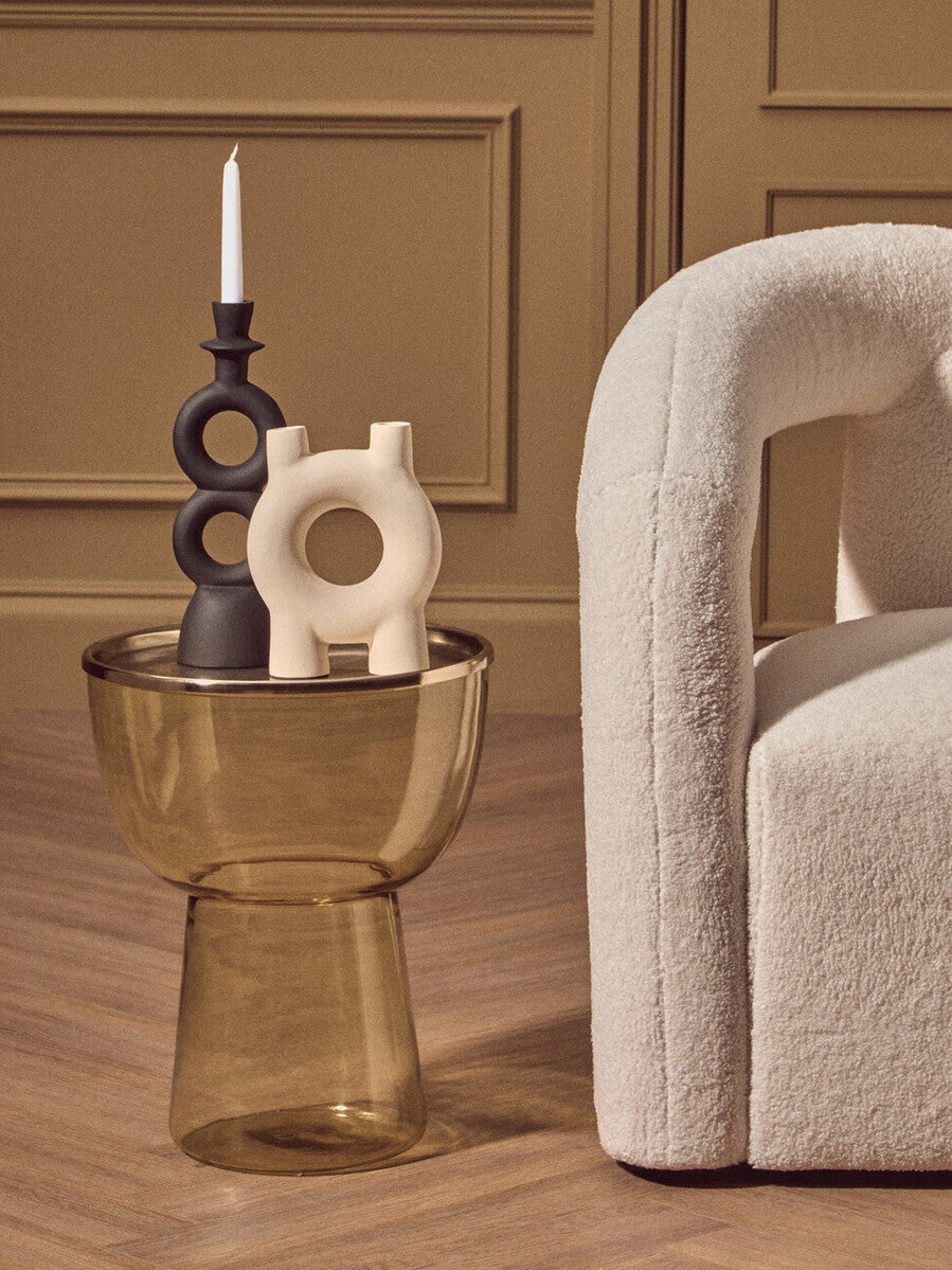 Orsina Hapax Cream Aluminium Taper Candle Holder – Modern Geometric Decor
