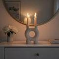 Orsina Hapax Cream Aluminium Taper Candle Holder – Modern Geometric Decor