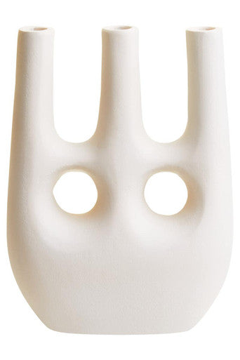 Orsina Large Cream Aluminium Vase – Sculptural Multi-Neck Decor