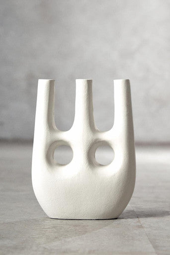 Orsina Large Cream Aluminium Vase – Sculptural Multi-Neck Decor