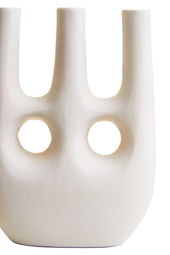 Orsina Large Cream Aluminium Vase – Sculptural Multi-Neck Decor