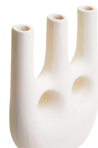 Orsina Large Cream Aluminium Vase – Sculptural Multi-Neck Decor