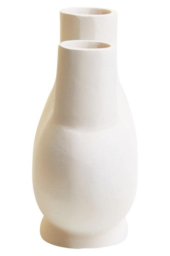 Orsina Hapax Small Cream Aluminium Vase – Nordic Geometric 3-Neck Design
