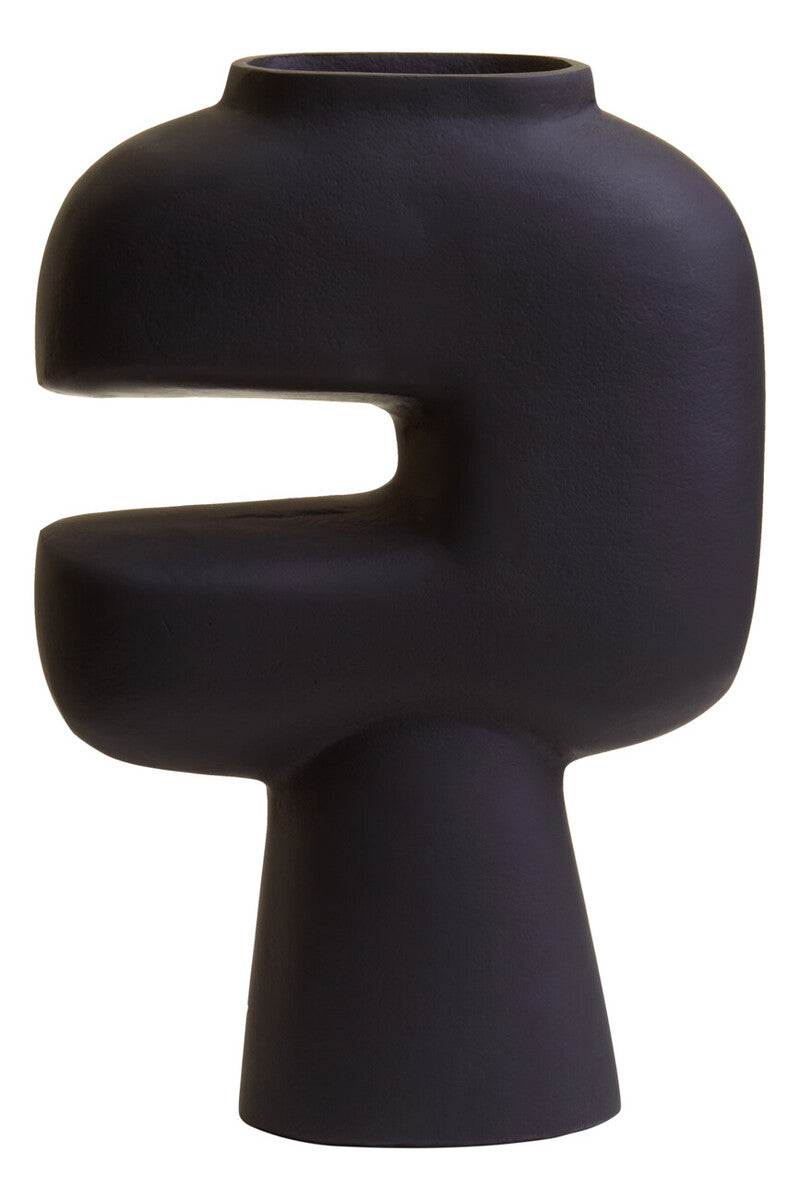Orsina Hapax Abstract Small Black Aluminium Vase – Modern Decor