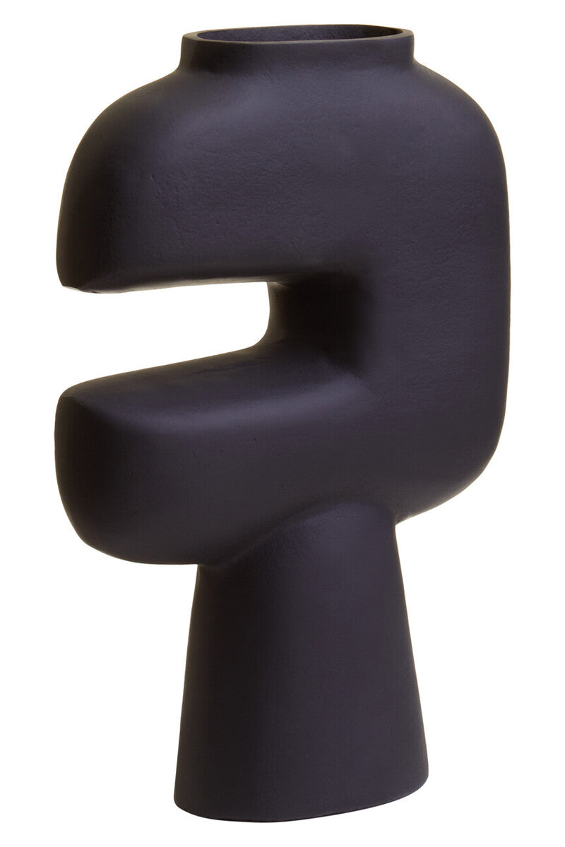 Orsina Hapax Abstract Small Black Aluminium Vase – Modern Decor