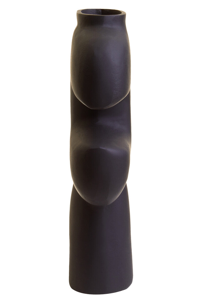 Orsina Hapax Abstract Small Black Aluminium Vase – Modern Decor