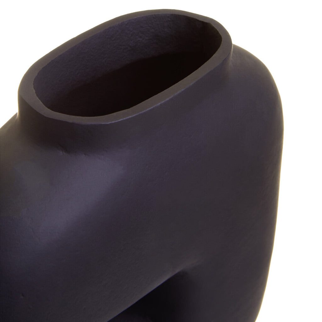 Orsina Hapax Abstract Small Black Aluminium Vase – Modern Decor