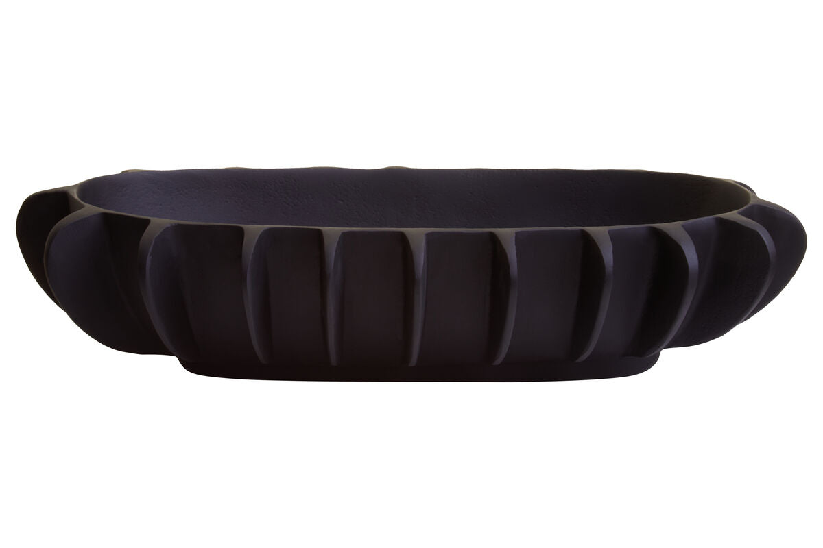 Orsina Hapax Matte Black Aluminium Oblong Bowl - Modern Decorative Tray