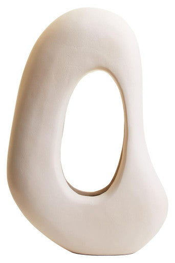 Orsina Abstract Cream Aluminium Sculpture – Modern Home Decor Accent