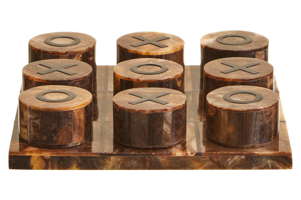 Orsina Noughts and Crosses Set – Brown and Black Resin Tabletop Game
