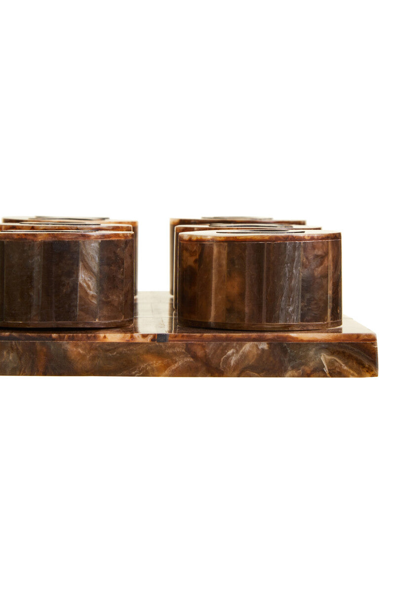 Orsina Noughts and Crosses Set – Brown and Black Resin Tabletop Game