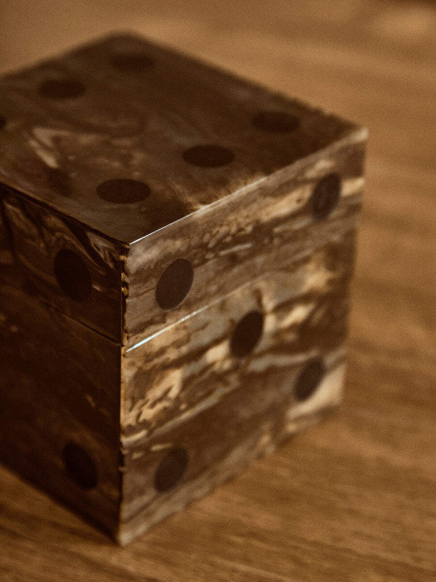 Orsina Resin Dice Set with Tray – Brown and Black Finish, 5 Pieces