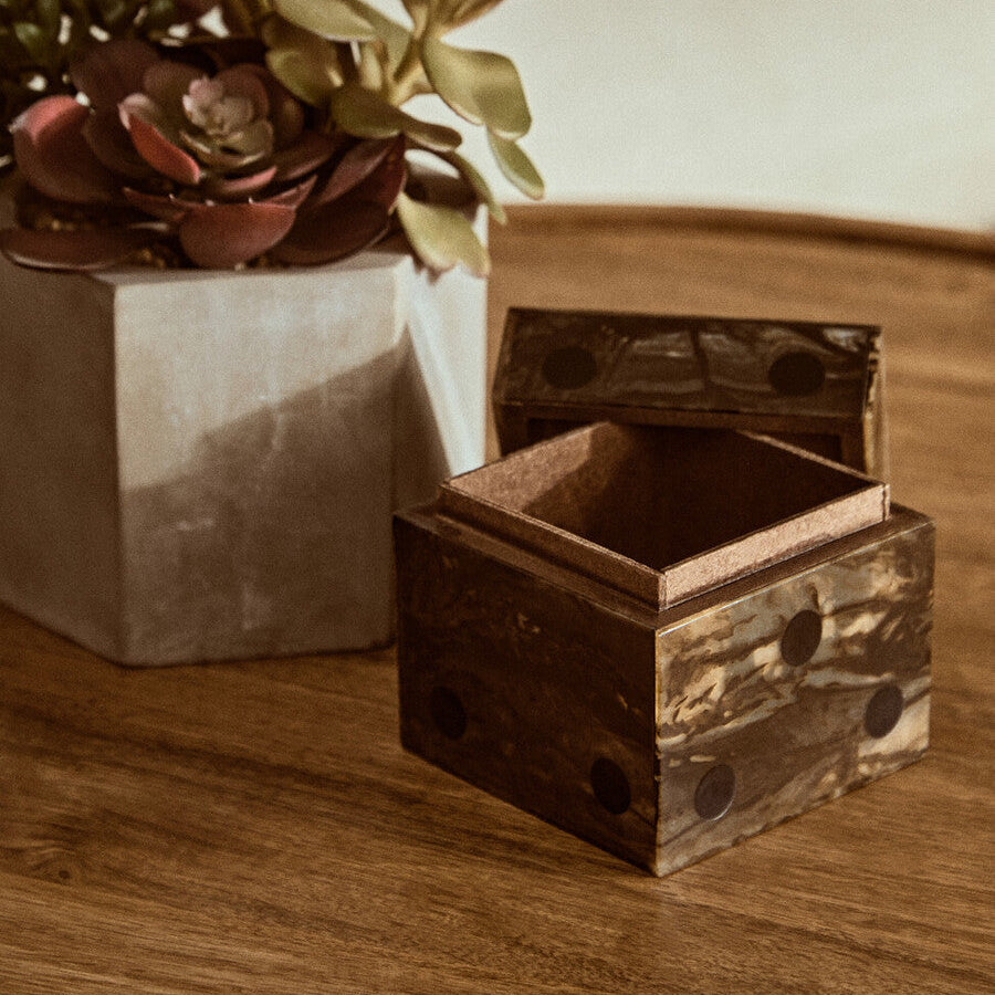 Orsina Resin Dice Set with Tray – Brown and Black Finish, 5 Pieces
