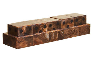 Orsina Brown and Black Resin Five Dice Set with Rectangular Tray