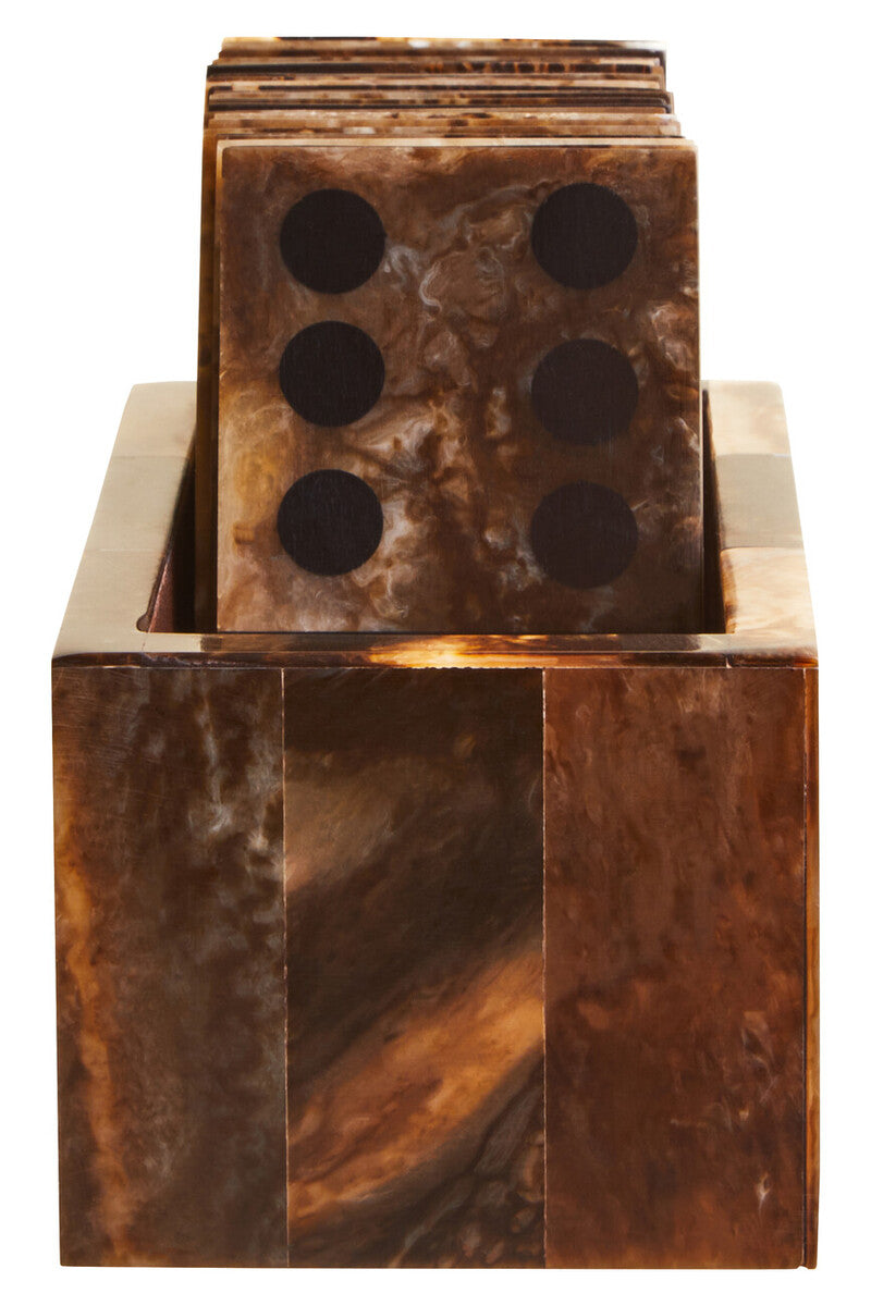 Orsina Churchill Games Brown and Black Resin Domino Set | Tabletop Decor