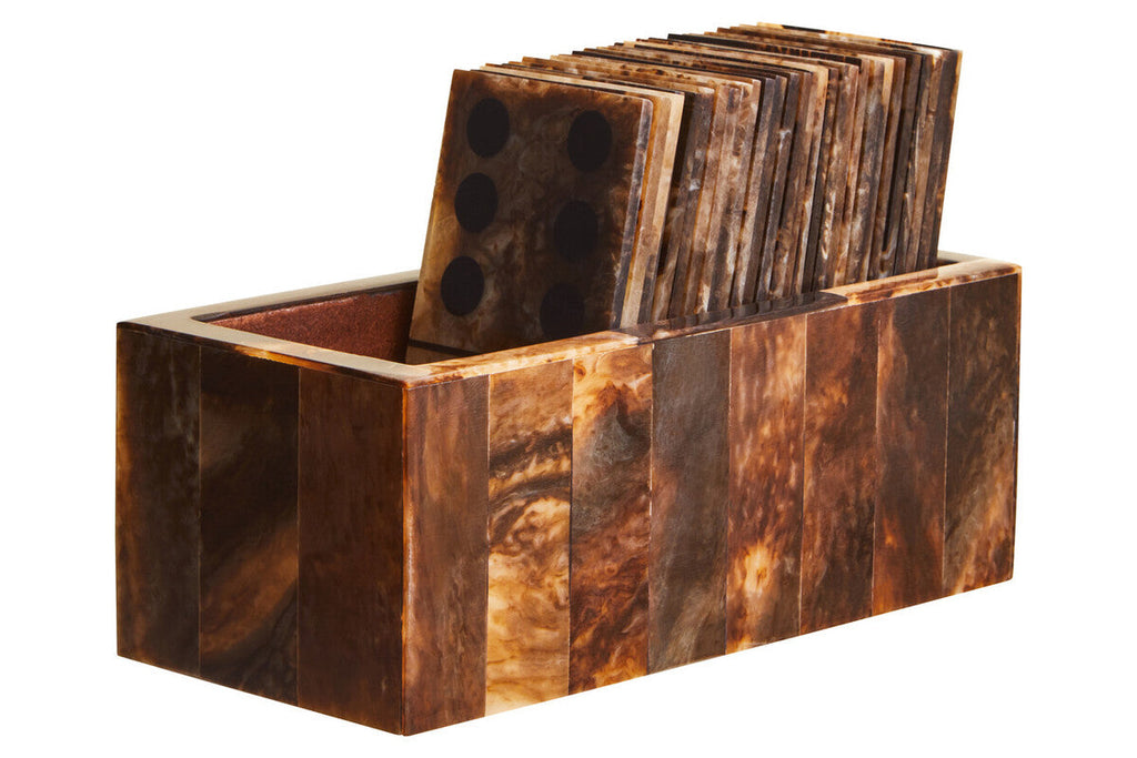 Orsina Churchill Games Brown and Black Resin Domino Set | Tabletop Decor