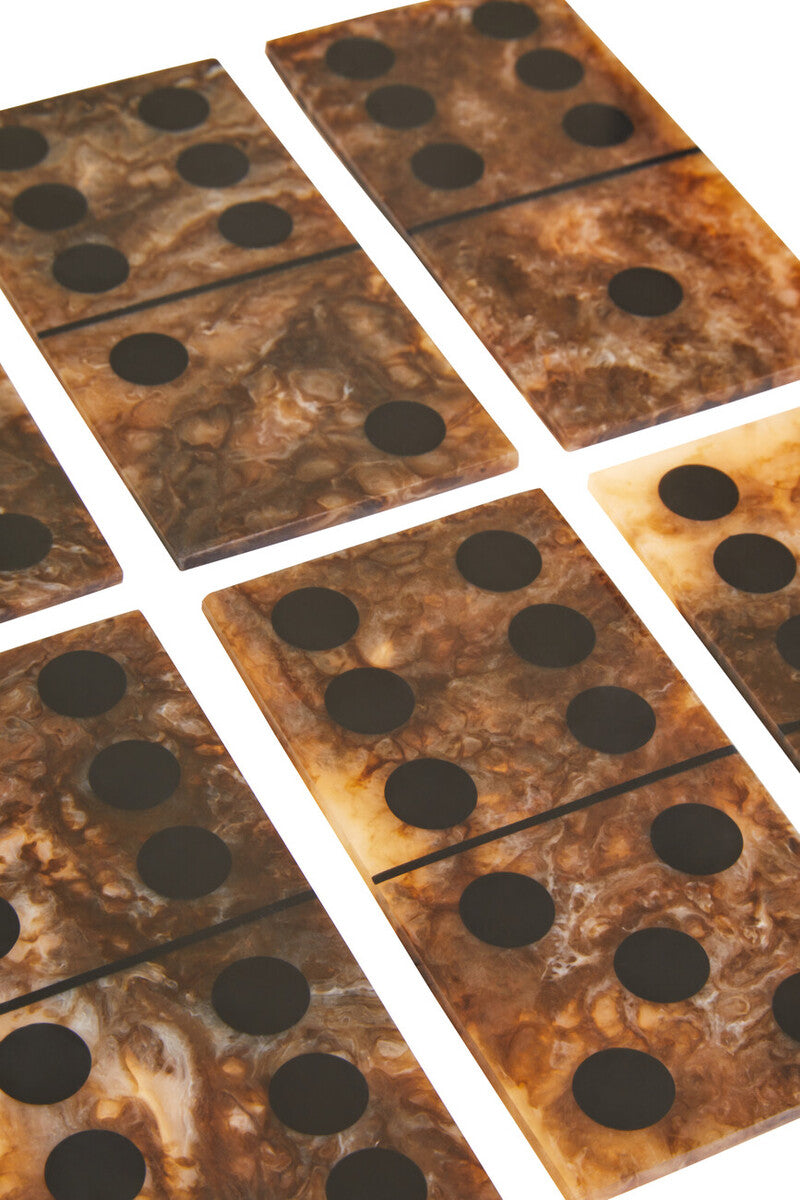Orsina Churchill Games Brown and Black Resin Domino Set | Tabletop Decor