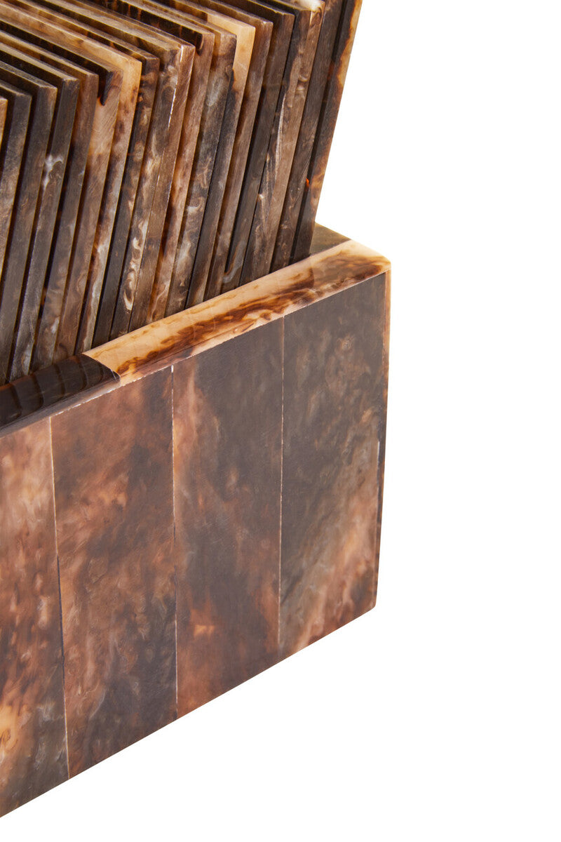 Orsina Churchill Games Brown and Black Resin Domino Set | Tabletop Decor