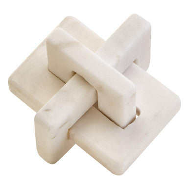 Orsina White Marble Knot Sculpture – Hand Carved Stone Home Decor