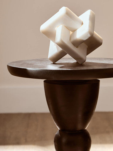 Orsina White Marble Knot Sculpture – Hand Carved Stone Home Decor