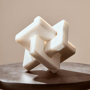 Orsina White Marble Knot Sculpture – Hand Carved Stone Home Decor