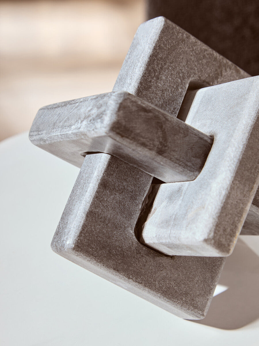 Orsina Grey Marble Knot Sculpture – Modern Stone Home Decor Accent