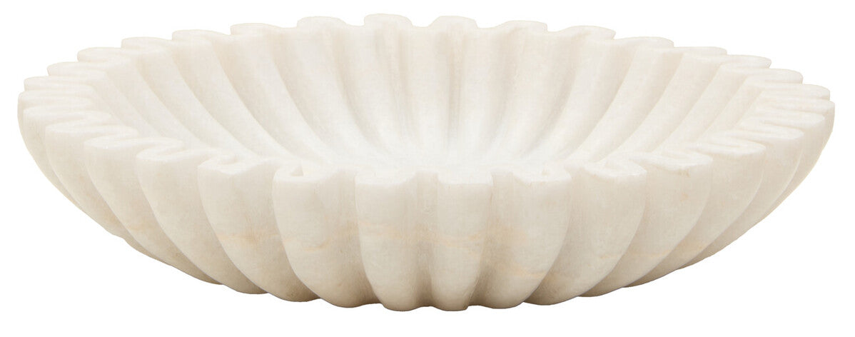 Orsina Savio Small White Marble Fluted Bowl – Decorative Jewelry Dish