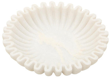 Orsina Savio Small White Marble Fluted Bowl – Decorative Jewelry Dish