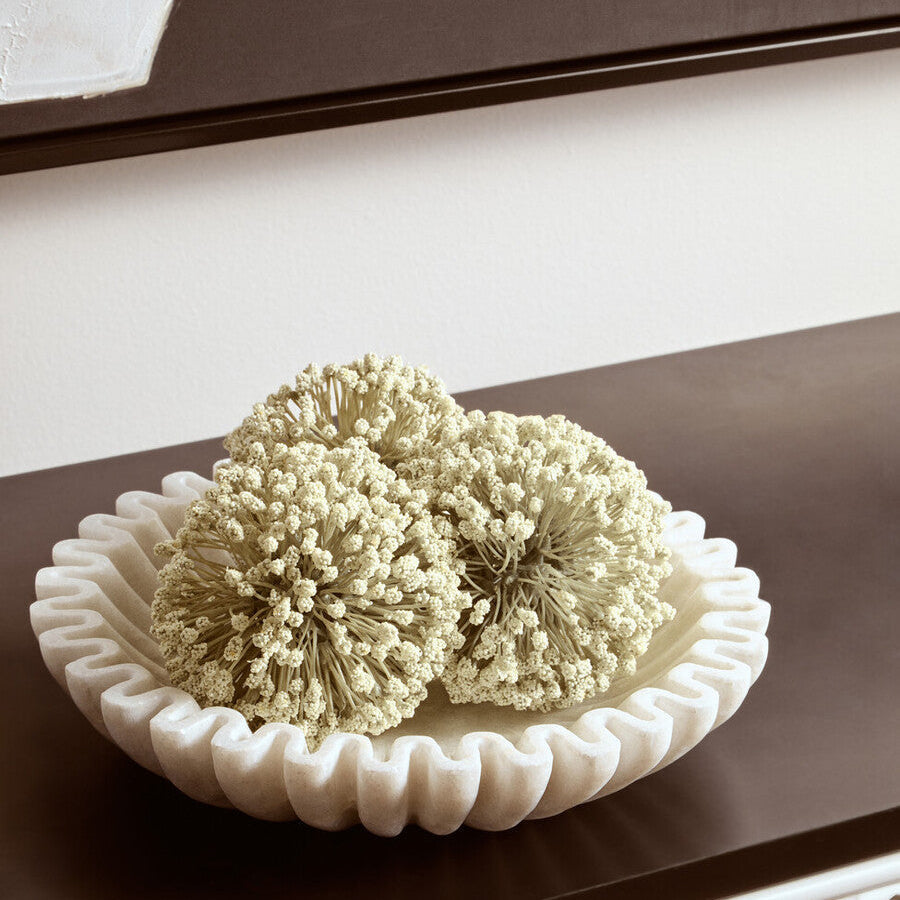 Orsina Savio Small White Marble Fluted Bowl – Decorative Jewelry Dish