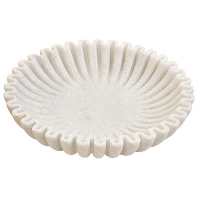 Orsina Large White Marble Bowl – Fluted Decorative Table Centerpiece