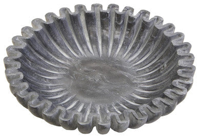 Orsina Savio Small Grey Fluted Marble Bowl | Decorative Trinket Dish