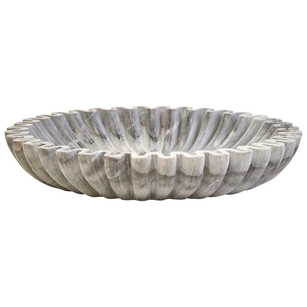 Orsina Savio Large Grey Fluted Marble Bowl – Sculptural Home Decor