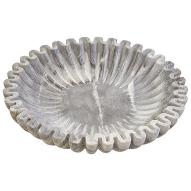 Orsina Savio Large Grey Fluted Marble Bowl – Sculptural Home Decor