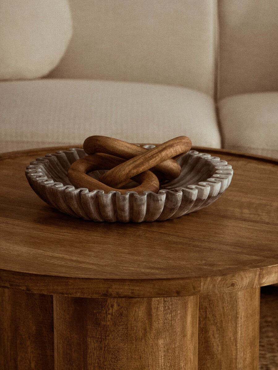 Orsina Savio Large Grey Fluted Marble Bowl – Sculptural Home Decor